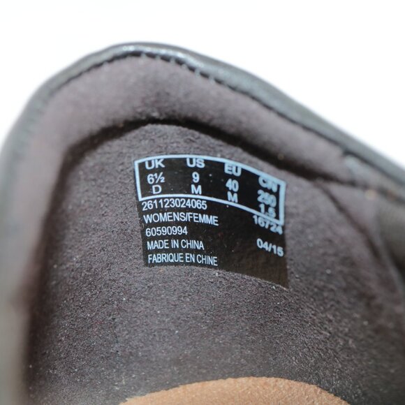 Clarks Womens Un Loop Loafer Shoe Size 9 Black Leather Flat Zip Climate Cooled - Picture 9 of 11